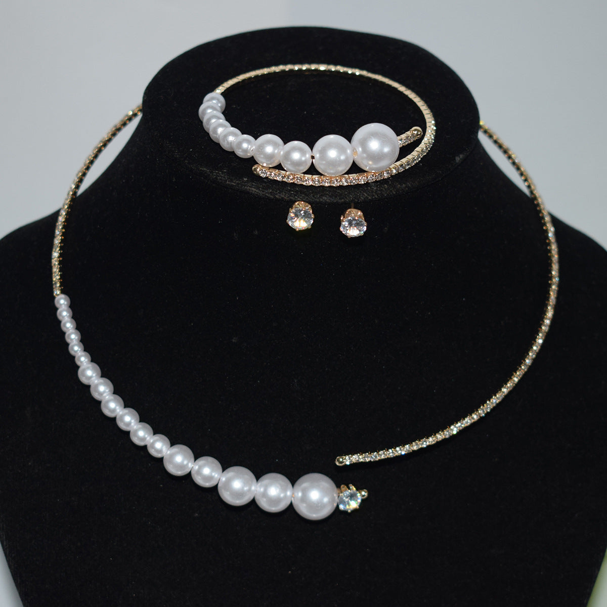 Women Fashion Simple Elegant Zircon Jewelry Trio Set