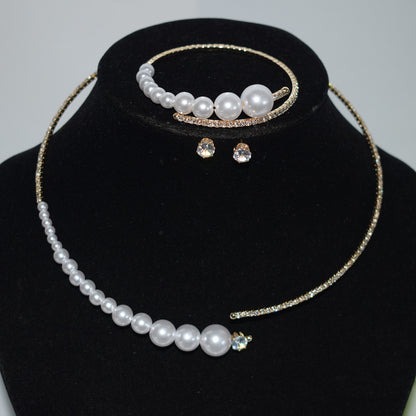Women Fashion Simple Elegant Zircon Jewelry Trio Set