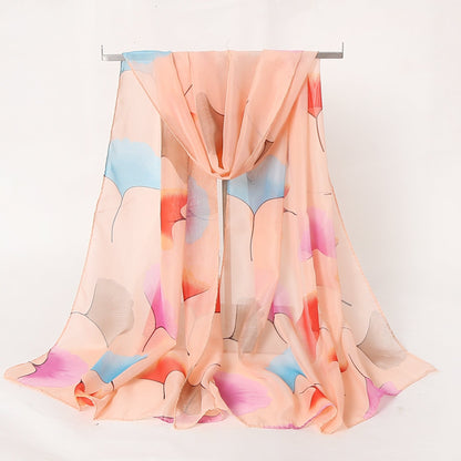 Bufanda de gasa con estampado de flores para primavera y verano