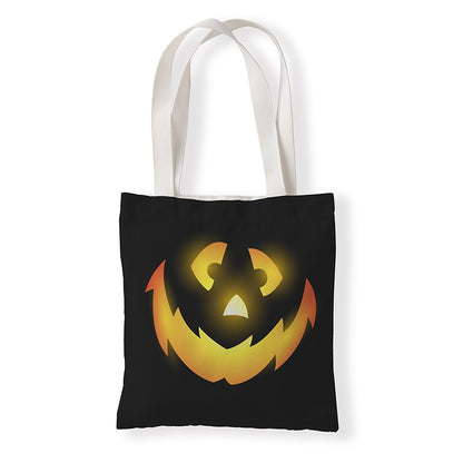Bolsa de lona con estampado de calabaza divertida de dibujos animados de Halloween