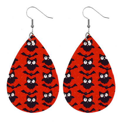 Halloween Women'S Leather Spider Pumpkin Earrings