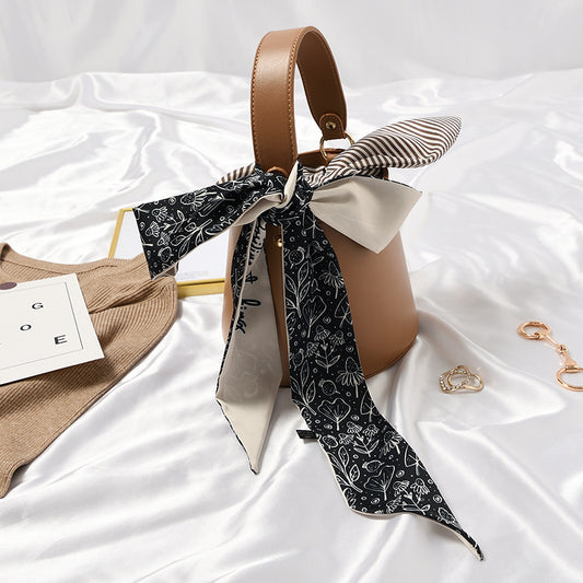Women Fashion Printed Hair Band Bag Handle Ribbon Scarf