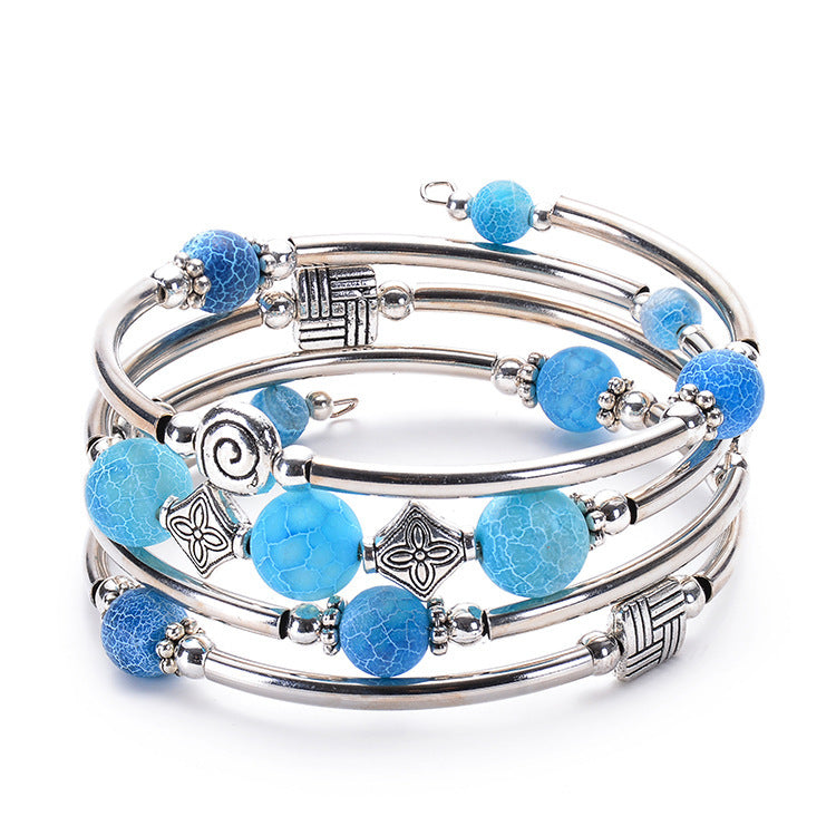 Pulsera de turquesa natural bohemia de moda para mujer