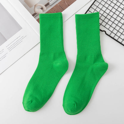 Calcetines de algodón hasta la rodilla de color liso para mujer