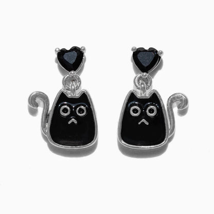Halloween Black Cat Pumpkin Skull Stud Earrings