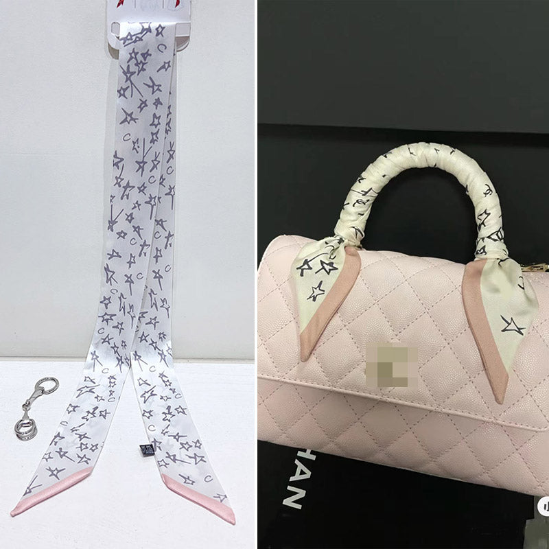 Bufanda con asa para bolso con lazo estampado de moda