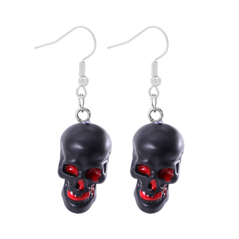 Halloween Women Fashion Exaggerated Resin Skeleton Earrings