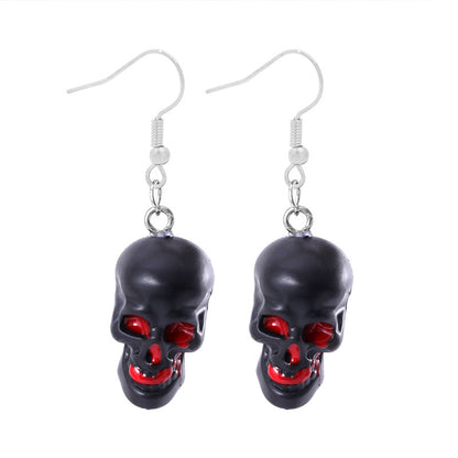 Halloween Women Fashion Exaggerated Resin Skeleton Earrings