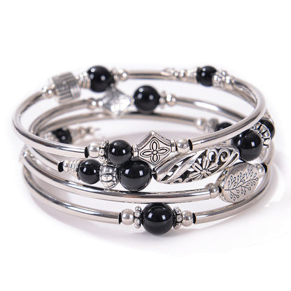 Pulsera bohemia de cuentas de piedra natural para mujer