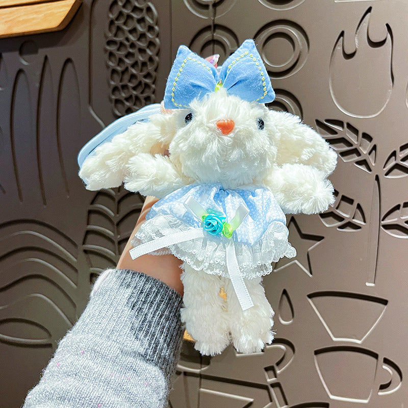 Cute Plush Long Ear Rabbit Keychain with Dress Variations