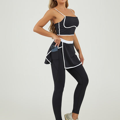 Women Casual Color Block Quick-Drying Yoga Set