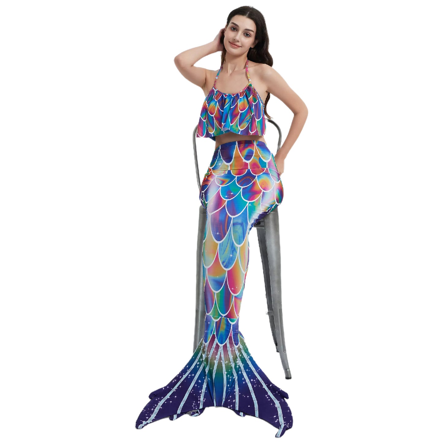 Women Cartoon Mermaid Strapless Fish Tail Cosplay Costume
