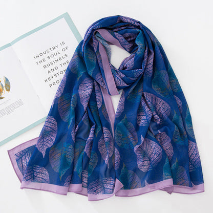 Bufanda larga de gasa con estampado floral de verano y primavera para mujer