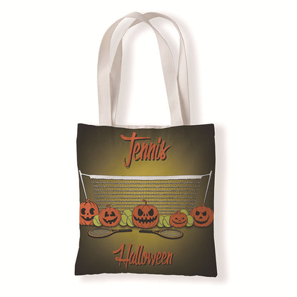 Bolsa de lona con diseño de calabaza y murciélago de Halloween