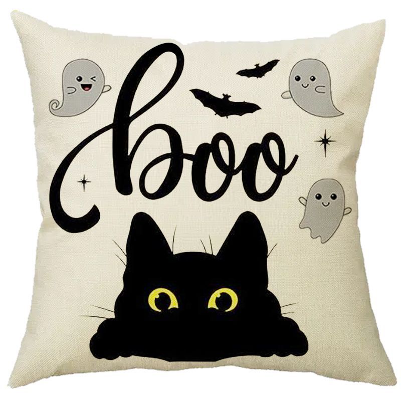 Halloween Pumpkin Skull Print Linen Sofa Cushion Cover