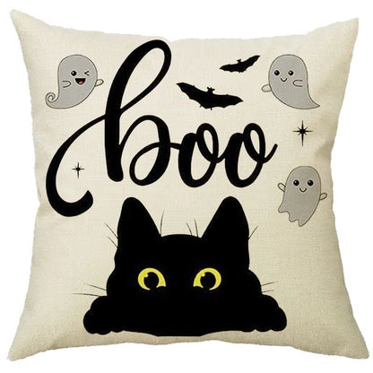 Halloween Pumpkin Skull Print Linen Sofa Cushion Cover