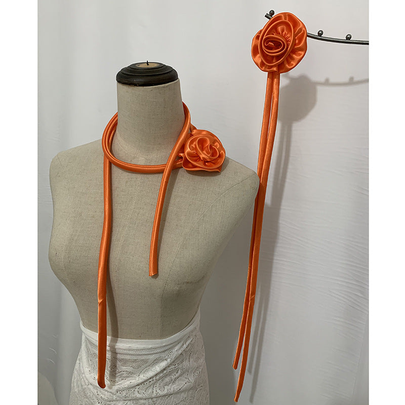 Bufanda fina con flores 3D para mujer