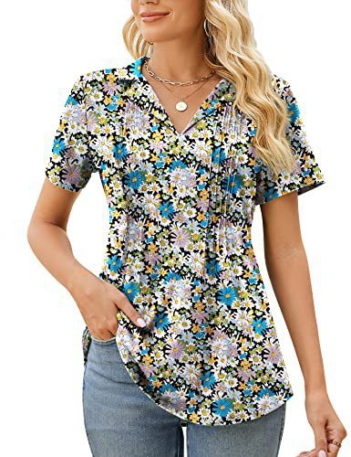 Summer Women Casual V-Neck Short Sleeve Blank T-Shirt