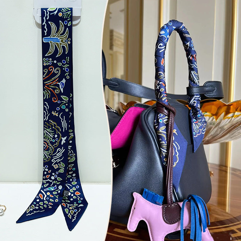 Bufanda con asa para bolso con lazo estampado de moda