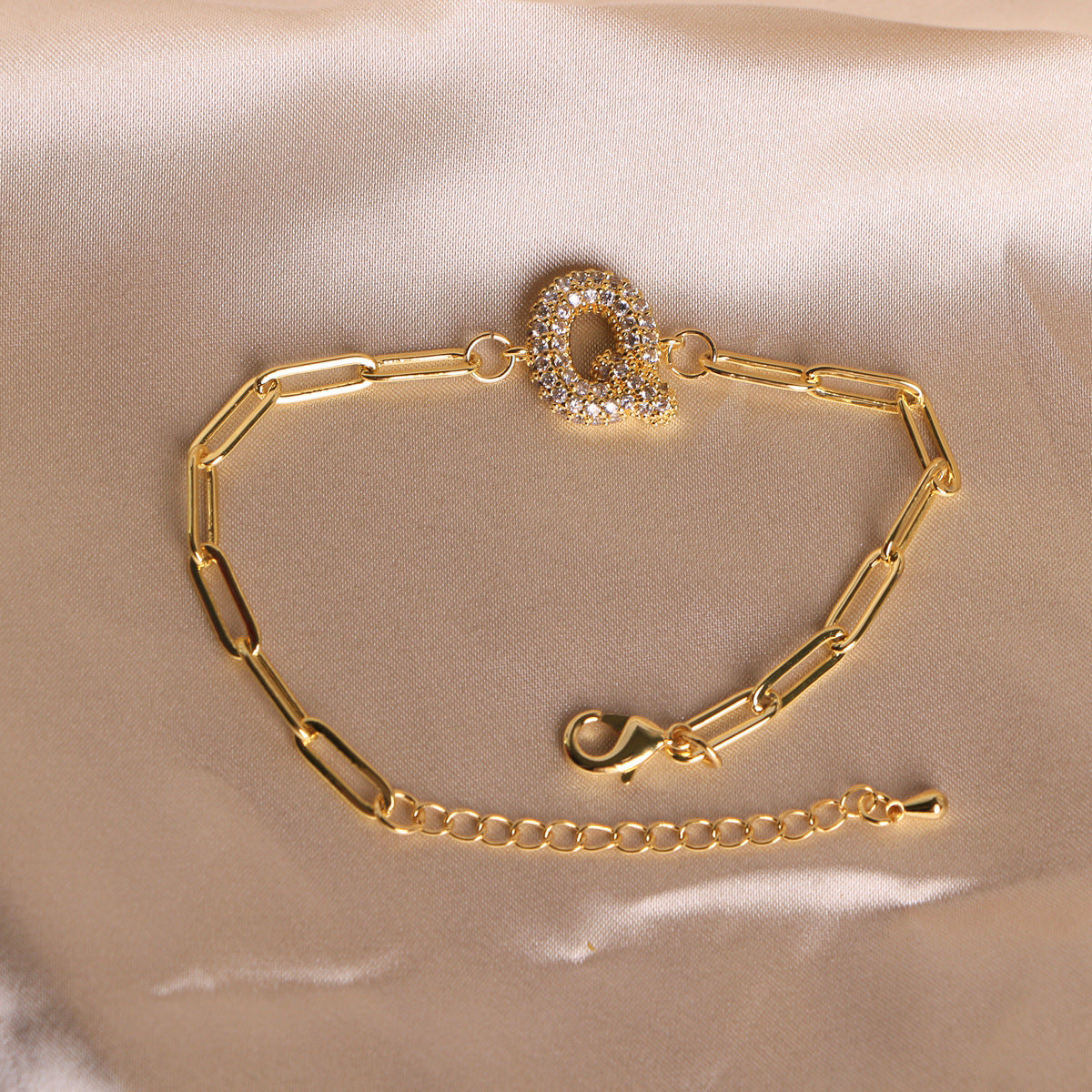Fashion 26 Zircon Alphabet Clip Chain Bracelet