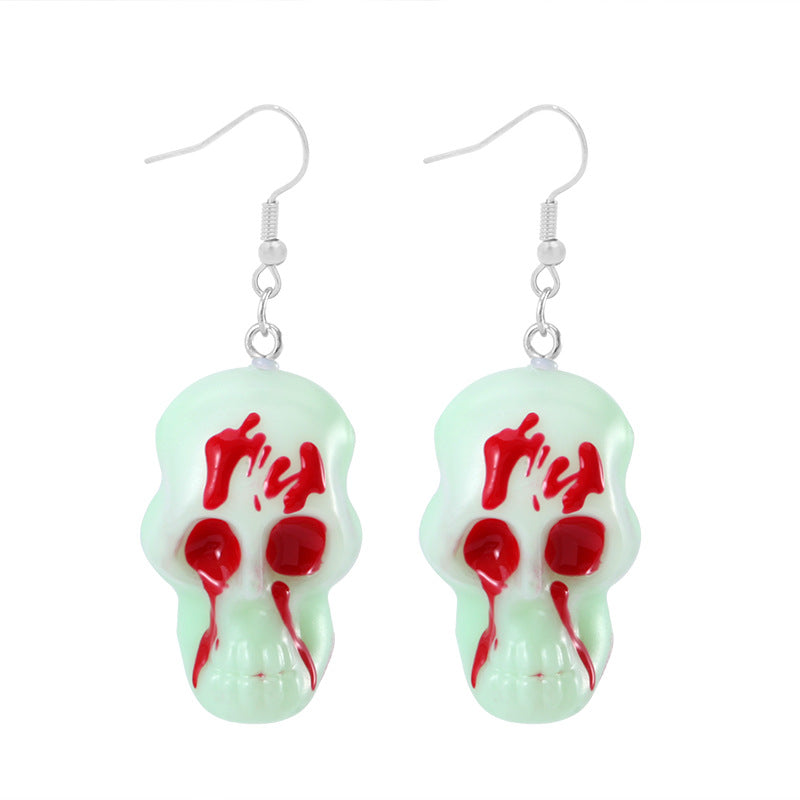 Halloween Women Fashion Exaggerated Resin Skeleton Earrings