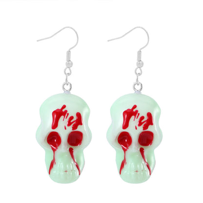 Halloween Women Fashion Exaggerated Resin Skeleton Earrings