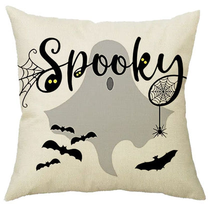 Halloween Pumpkin Skull Print Linen Sofa Cushion Cover