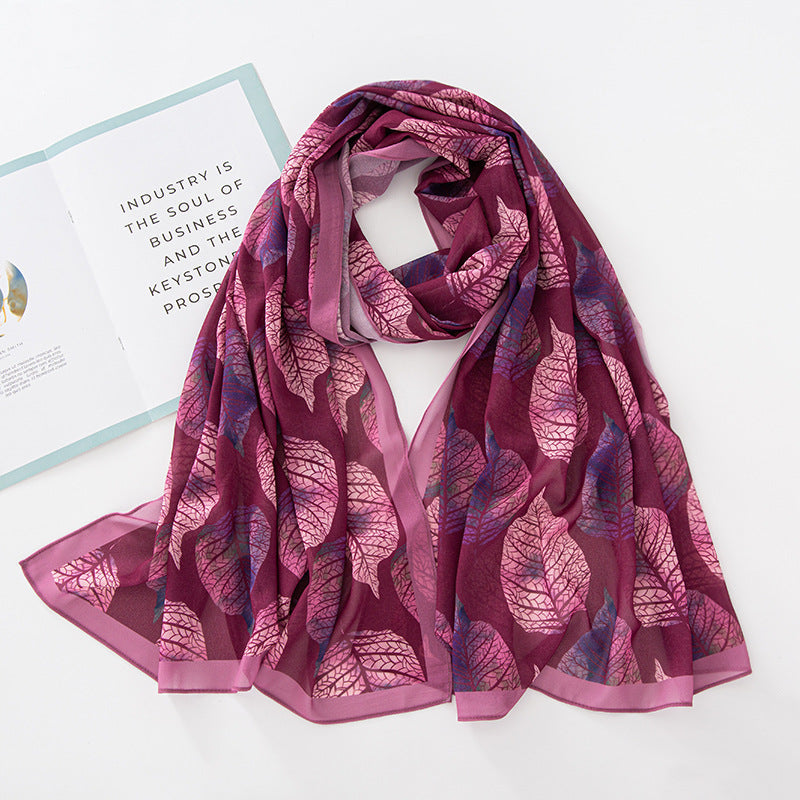 Bufanda larga de gasa con estampado floral de verano y primavera para mujer