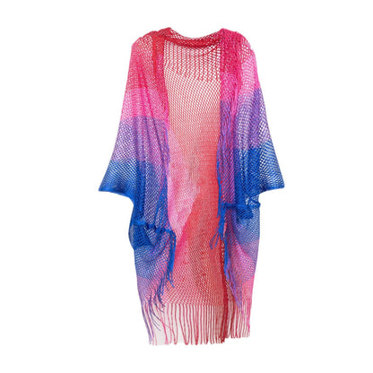 Women's Fashion Stripe Hollow Tassel Cover-Ups