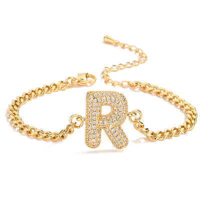 Fashion 26 Zircon Alphabet Bracelet