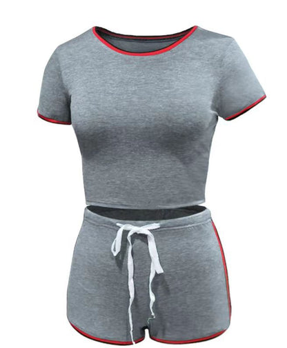 Conjunto de camiseta informal de moda para mujer con contraste de color