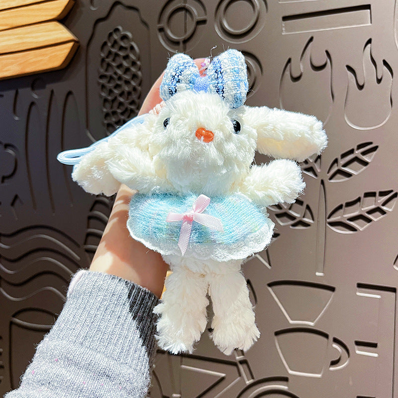 Cute Plush Long Ear Rabbit Keychain with Dress Variations