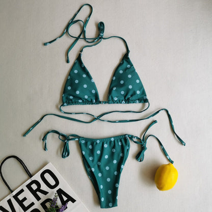 Women Sexy Lace-Up Print Bikini