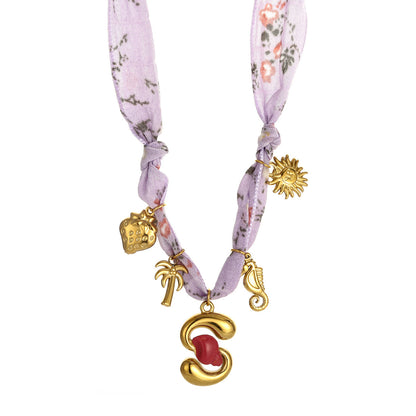 Collares de seda con colgante de letras inglesas y aceite de gota hechos a mano para mujer