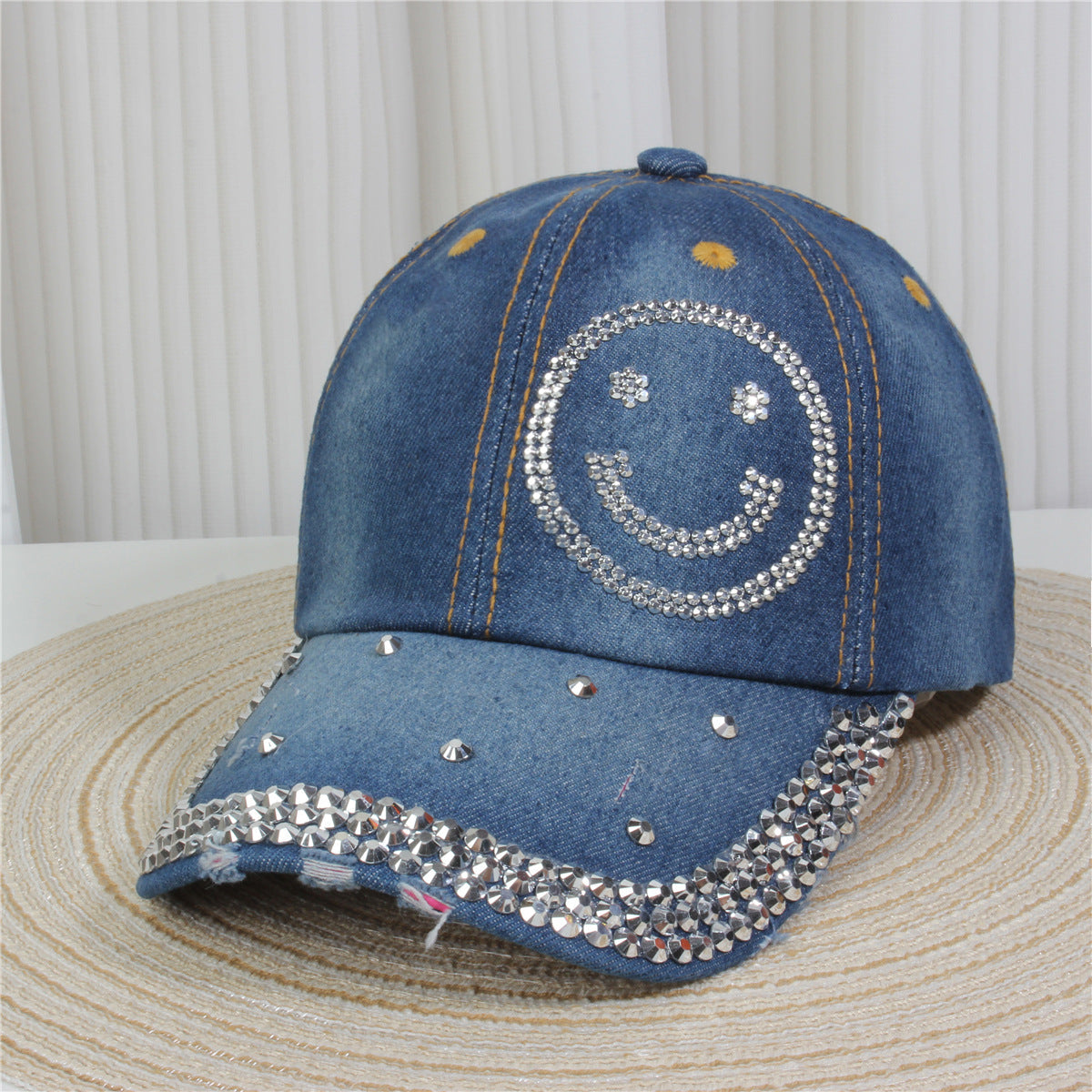 Fashion Casual Denim Rhinestone Sequins Baseball Cap