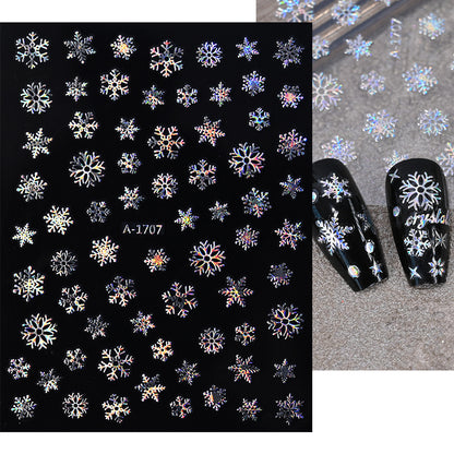 Pegatinas navideñas de copos de nieve para uñas