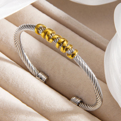 Women Fashion Steel Wire Rope Titanium Steel Twist Bracelet