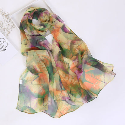 Bufanda con estampado de flor de ciruelo suave de Easide Beach con protector solar de verano