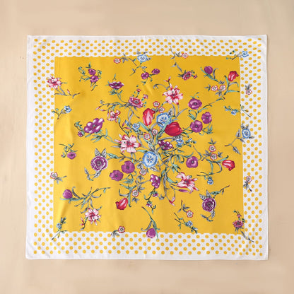 Bufanda de seda con estampado geométrico y floral de verano para mujer