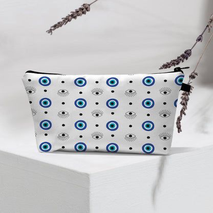 Bolsa de cosméticos portátil con diseño de mal de ojo para mujer