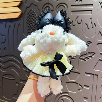 Cute Plush Long Ear Rabbit Keychain with Dress Variations