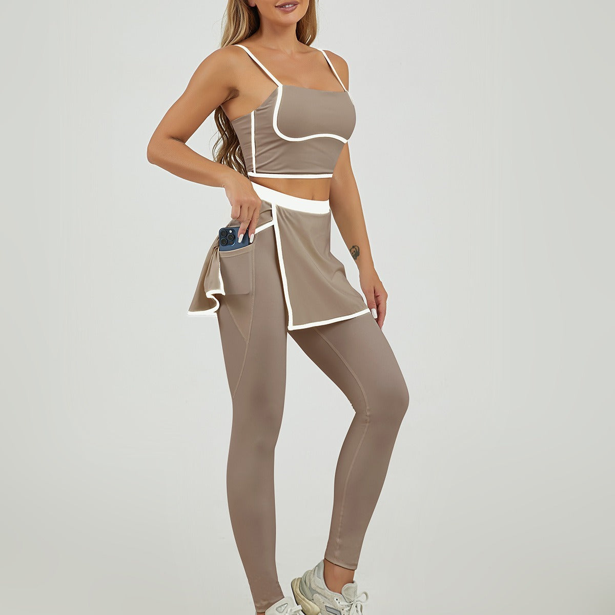 Women Casual Color Block Quick-Drying Yoga Set