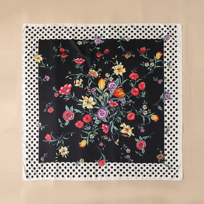 Bufanda de seda con estampado geométrico y floral de verano para mujer