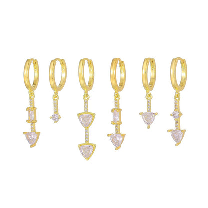 Women Fashion Zircon Star Moon Chain Tassel Earrings Set
