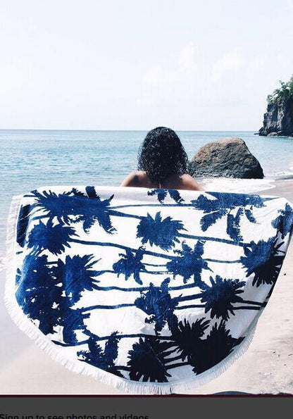 Toalla de playa informal de moda con borlas estampadas redondas