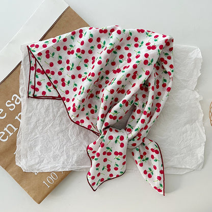 Bufanda de seda cuadrada con estampado floral informal para mujer, accesorio de moda de algodón