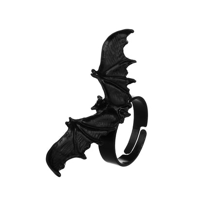 Anillo abierto gótico de murciélago Diablo vintage para mujer de Halloween