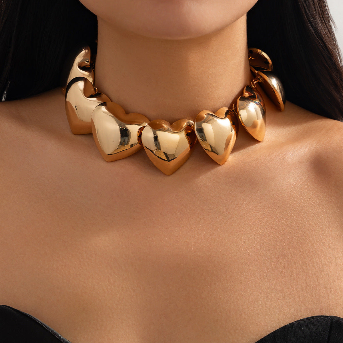 Collar de corazón con diseño de moda punk