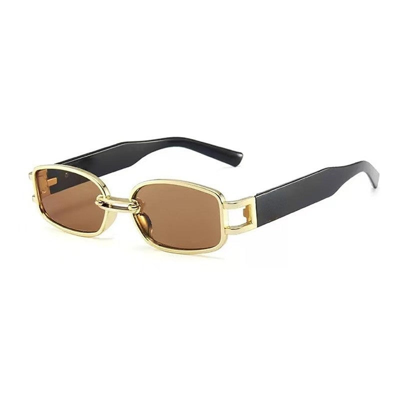 Lunettes de soleil carrées décontractées à la mode pour femmes avec accents dorés