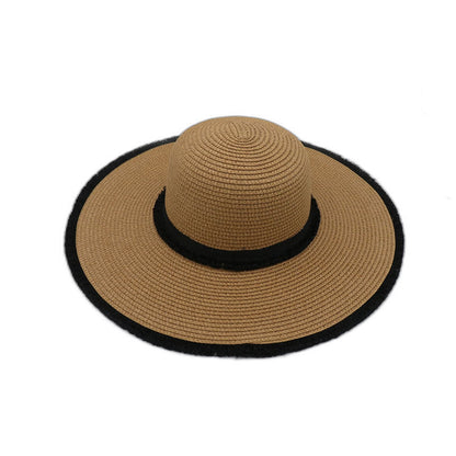 Sombrero de playa de ala grande tejido de paja de moda para mujer